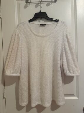 Lane Bryant Cream Scoop Neck Textured Knit Sweater size 3X